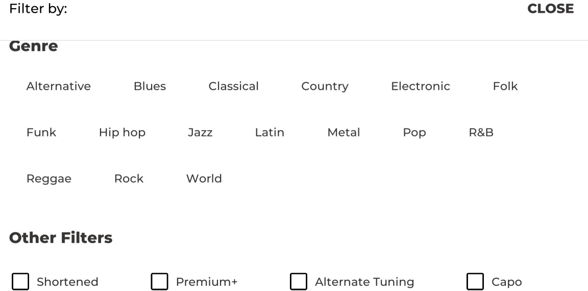 New on Yousician song genres and enhanced song filters