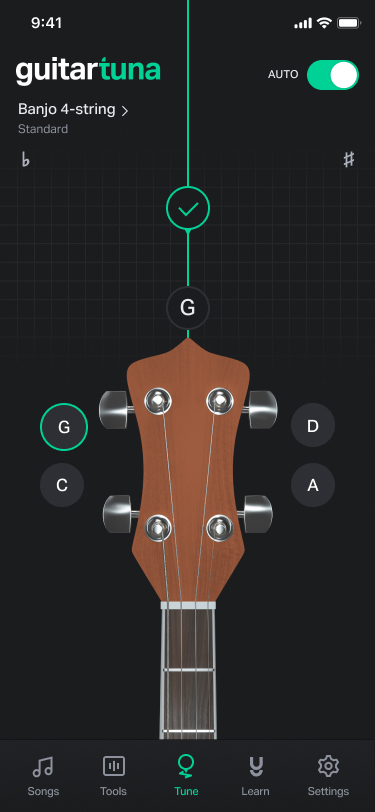 Banjo tuning peg with D-Tuner-function