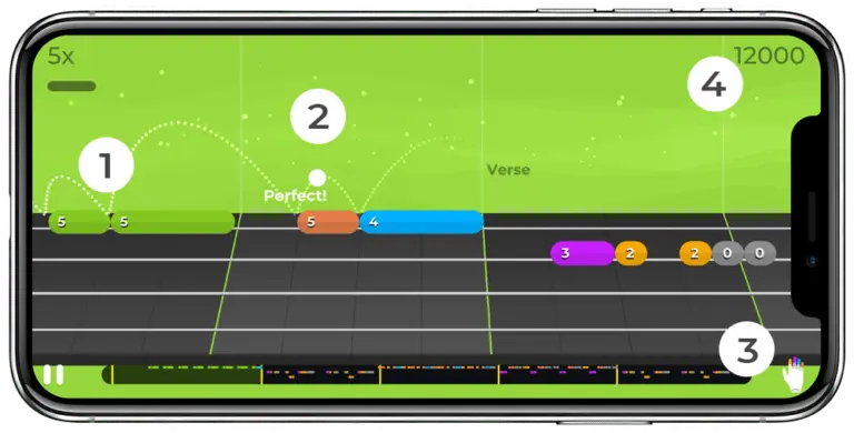 A ukulele lesson in the Yousician app