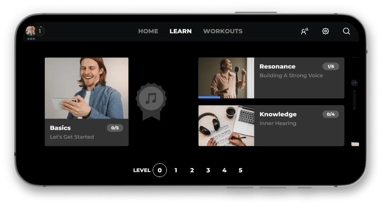 L'appli Yousician montrant un cours de chant