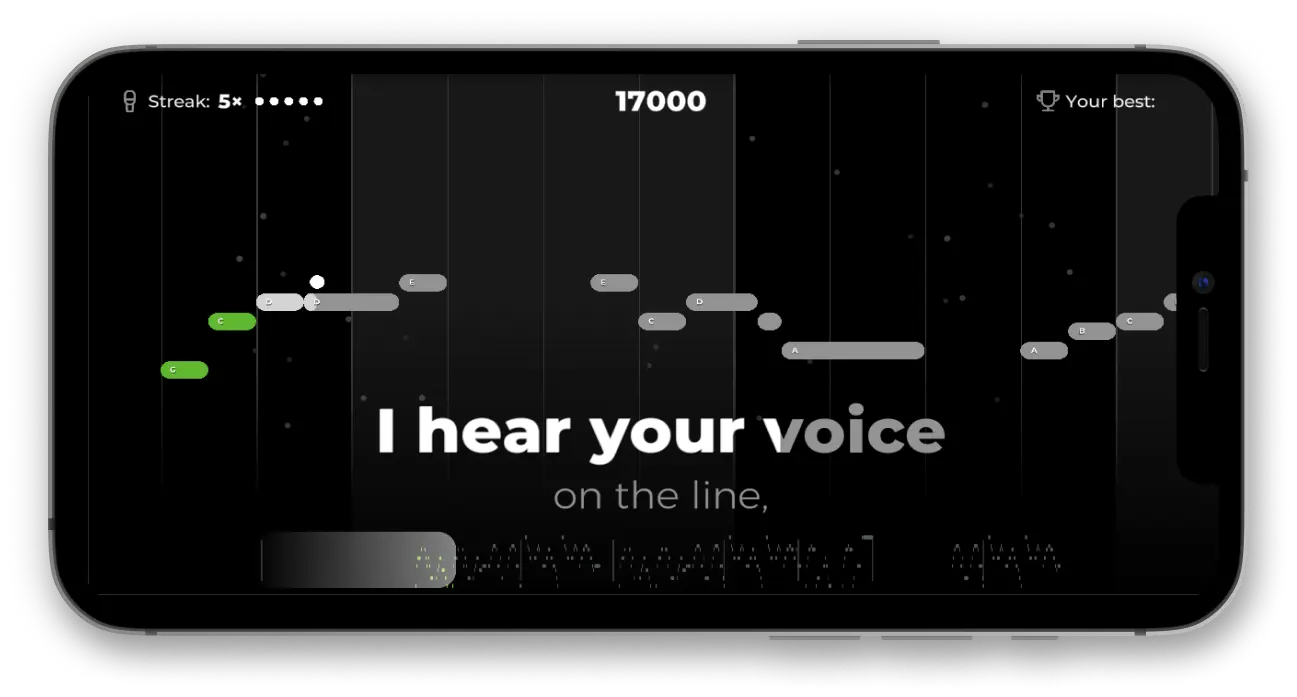 L'appli Yousician donnant un retour instantané sur un cours de chant