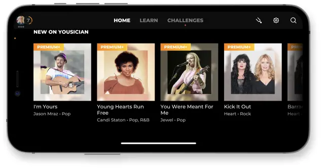 The Yousician song library on a phone