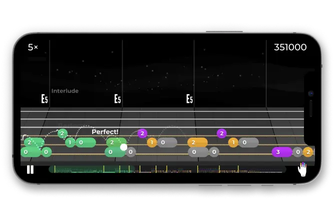 The Yousician app during a guitar lesson